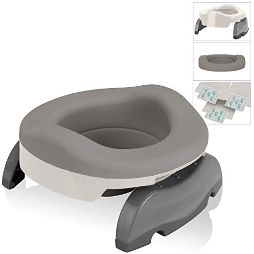 Kalencom Potette Plus Travel Potty White Gray bundle with Collapsible reusable liner main