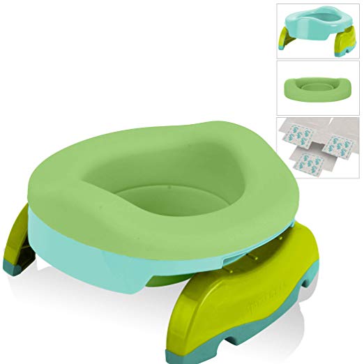 Kalencom Potette Plus Travel Potty Green Teal bundle with Collapsible reusable liner main