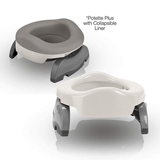 Kalencom Potette Plus Travel Potty White Gray bundle with Collapsible reusable liner
