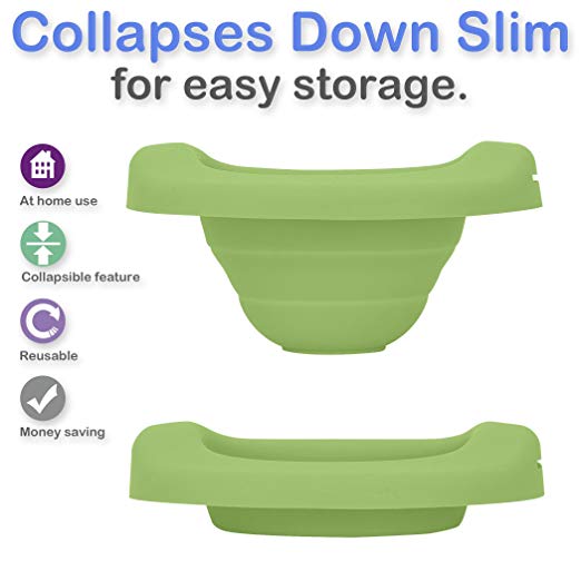 Kalencom Potette Plus Collapsible Reusable Liner for Home Use with The 2-in-1 Potette Plus Potty (Sold Separately) (Green) features