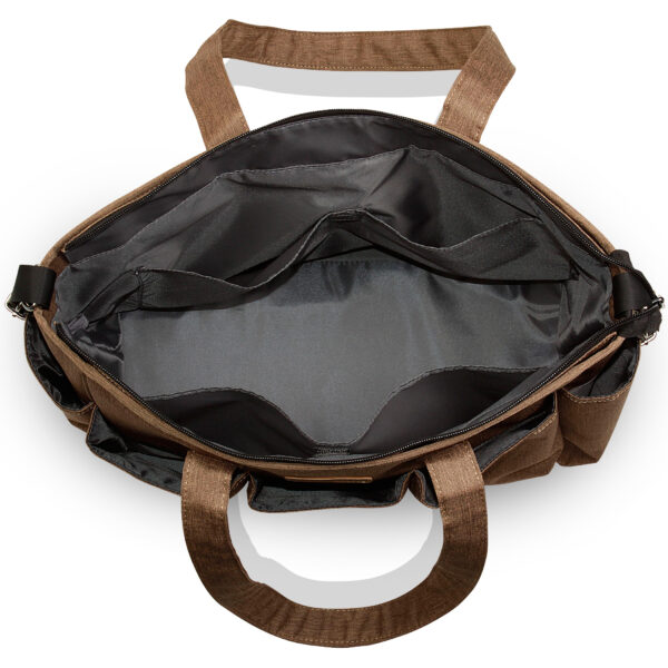 Kalencom Fashion Diaper Tote Bag: Nola by Kalencom Understated Classics Diaper Bag (Toffee) Aerial View