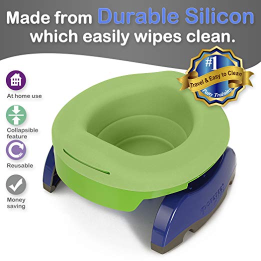 Kalencom Potette Plus Collapsible Reusable Liner for Home Use with The 2-in-1 Potette Plus Potty (Sold Separately) (Green) celebrate