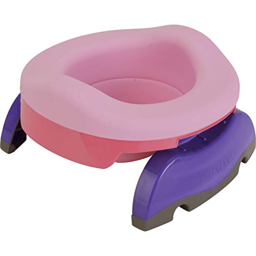 IKalencom Potette Plus Collapsible Reusable Liner for Home Use with The 2-in-1 Potette Plus Potty (Sold Separately) (pink) in use