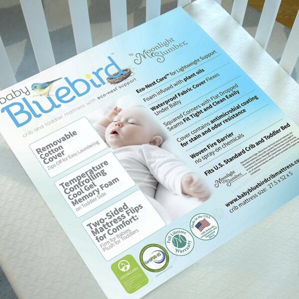 Baby Bluebird premium crib mattress Waterproof Antimicrobial Cover