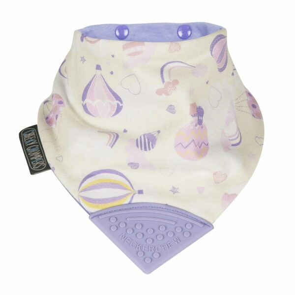 cheeky chompers teething bib over the rainbow front
